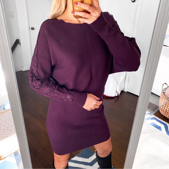 🍇 ORSAY PURPLE LACE WOVEN LONG SLEEVE DRESS! - Picture 2 of 14